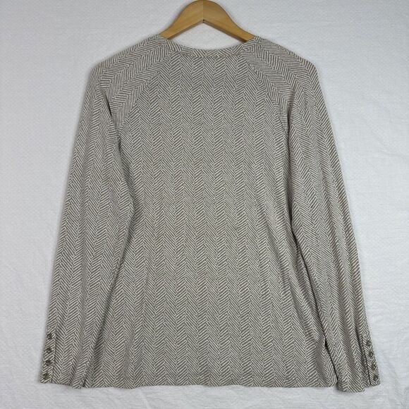 J. McLaughlin Jana Womens Top Large Beige Long Sleeve Geometric Knit Crew Neck‎ - Picture 7 of 10